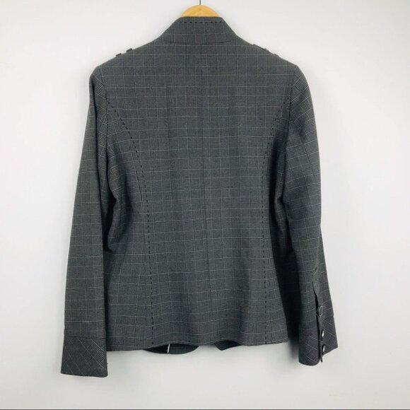 Nicole  Benisti Gray Plaid Single Breasted blazer Jacket women size  6 - Picture 12 of 14